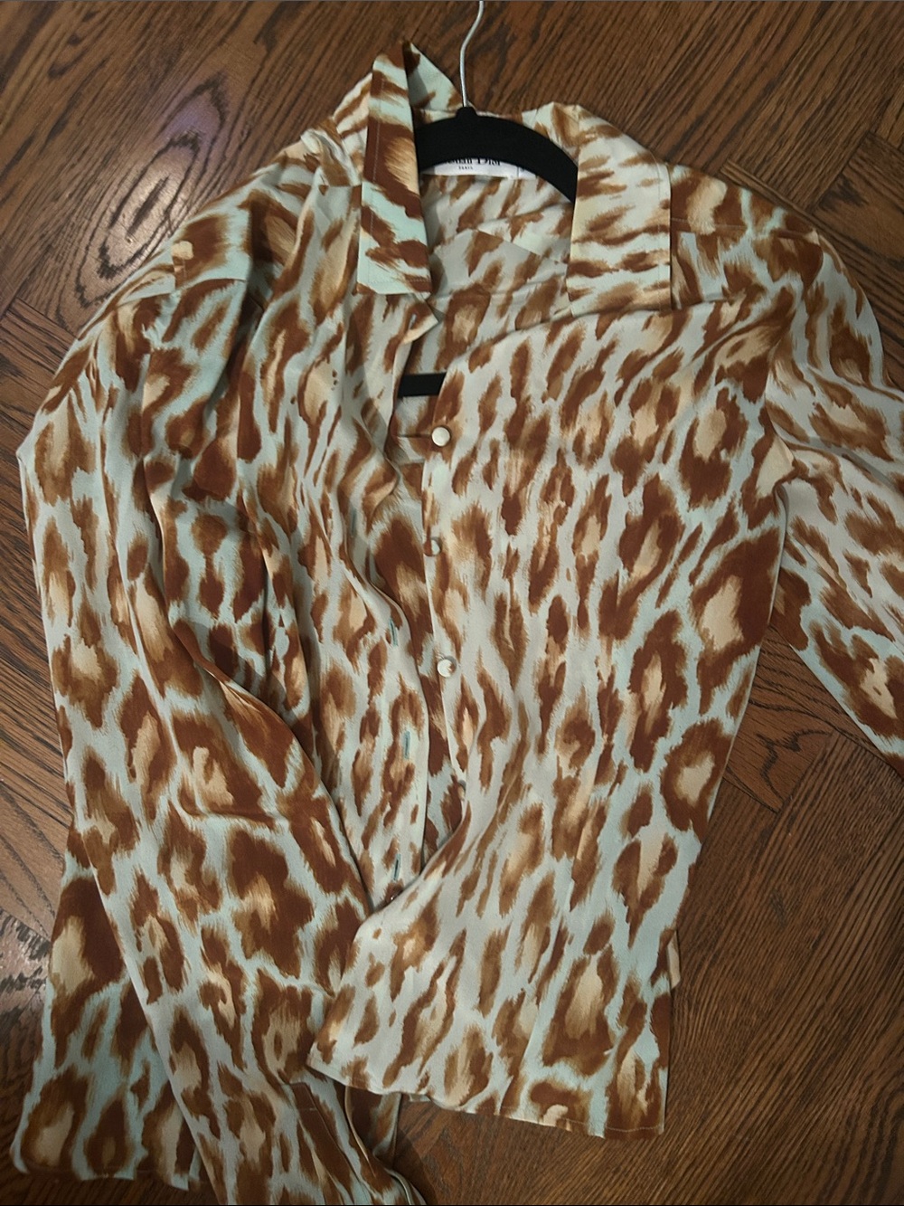 Christian Dior Womens Brown Animal Print Button-Up Shirt